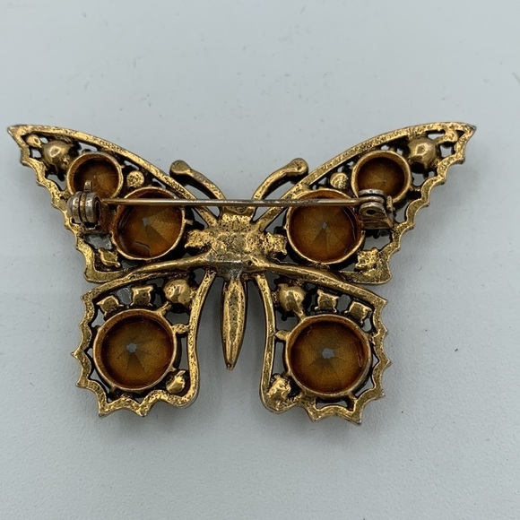 Vintage Rhinestone Butterfly Brooch 2.5” across endless sparkle! - Picture 4 of 4